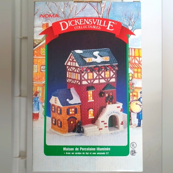 Vintage 1997 Dickensville Porcelain Lighted Christmas Village Bed & Breakfast - Picture 3 of 8